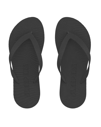 Slim Wide Strap Flip Flops - Black - Sleepers 